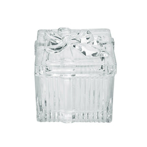 GLASS TRINKET SQUARE WITH BOW LID