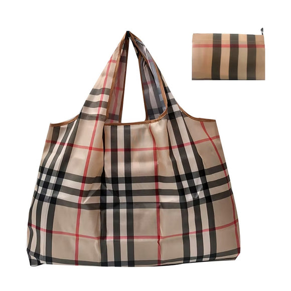 REUSABLE SHOPPING BAG BEIGE BURBERRY PATTERN EXTRA LARGE