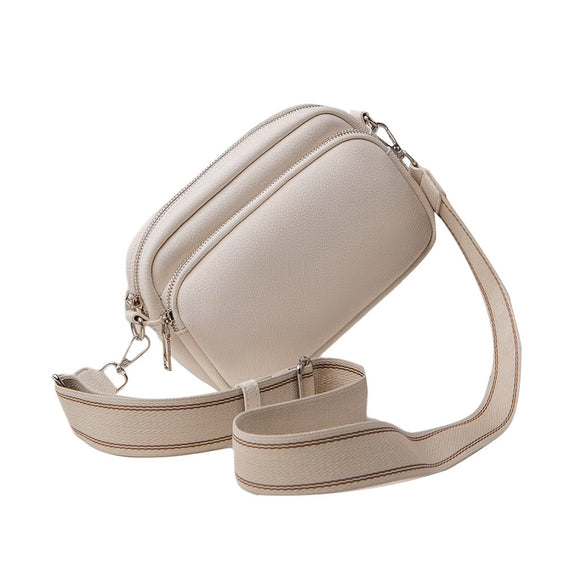 BAG CROSS BODY CAMERA 2 COMPARTMENTS PU CREAM