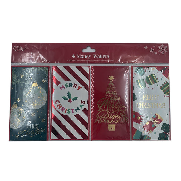 XMAS MONEY CARD 4PK ASSORTED