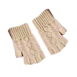 GLOVES KNITTED FINGERLESS STONE