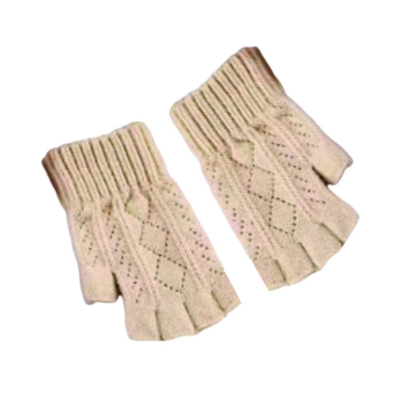 GLOVES KNITTED FINGERLESS STONE