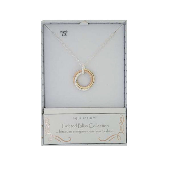 NECKLACE 3 TONE TWISTED BLISS CIRCLE
