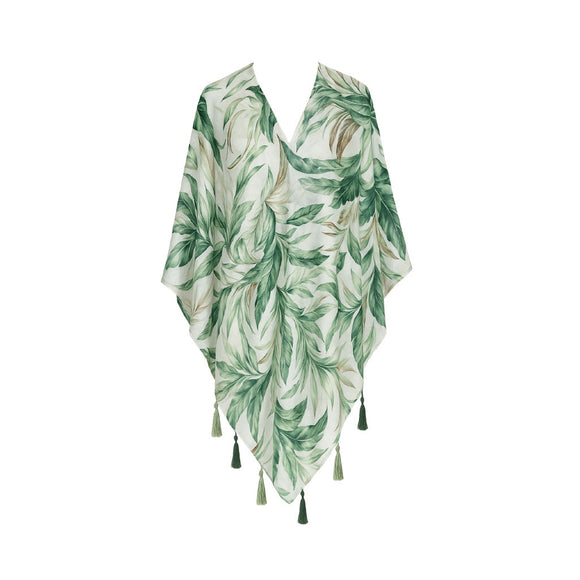 COVER UP IVORY AND GREEN LEAVES WITH TASSELS