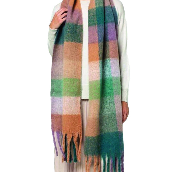 WINTER SCARF CHUNKY MULTI PLAID COLOURBLOCK