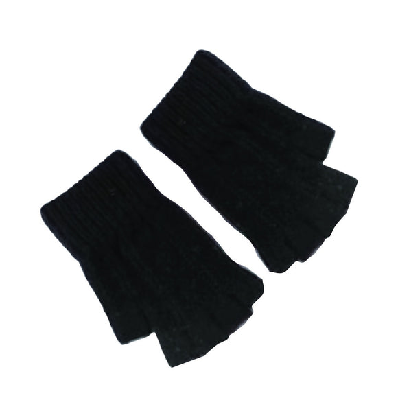 GLOVS KNITTED FINGERLESS BLACK