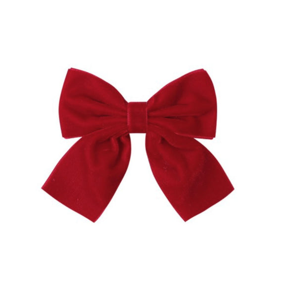 XMAS HAIR CLIP RED VELVET BOW
