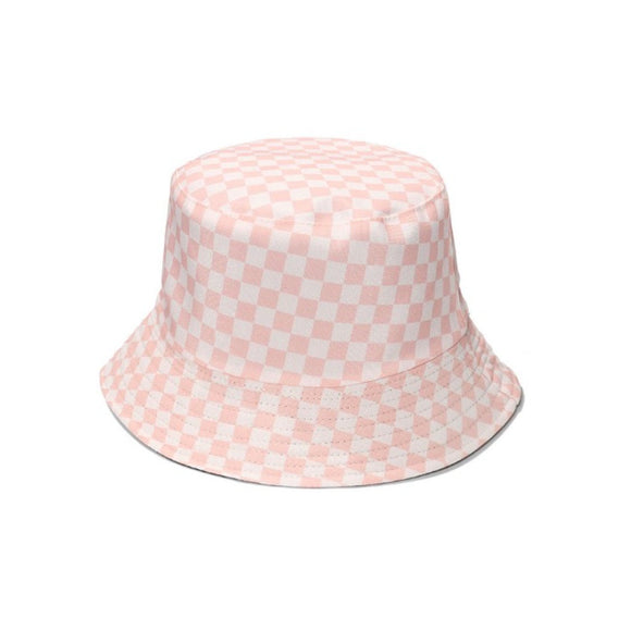 HAT BUCKET LIGHT PINK AND WHITE CHECK