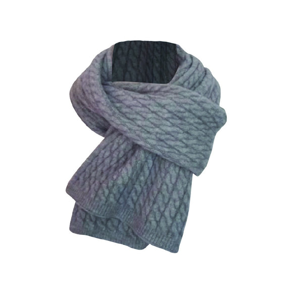 WINTER SCARF CABLE KNIT PATTERN GREY