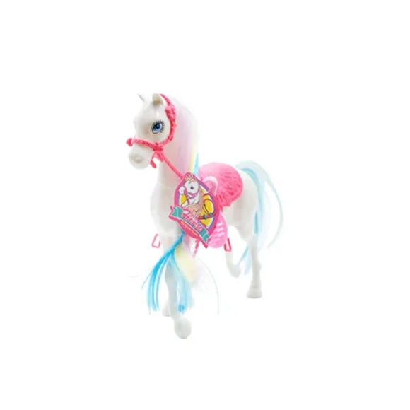 TOY HORSE WITH RAINBOW MANE AND BRUSH