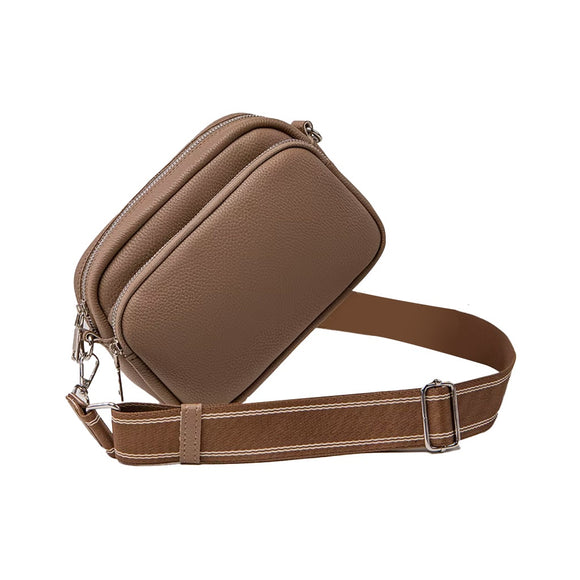 BAG CROSS BODY CAMERA 2 COMPARTMENTS PU TAUPE
