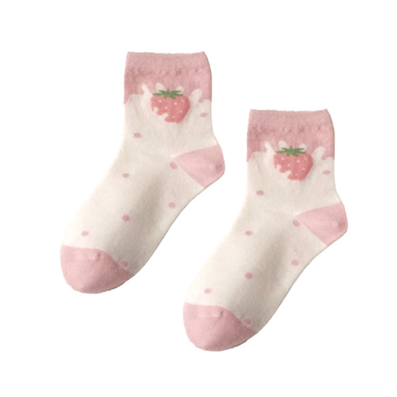 SOCKS WITH STRAWBERRY SPLASH ON PINK