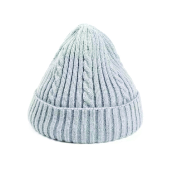 BEANIE RIB KNIT DESIGN LIGHT GREY