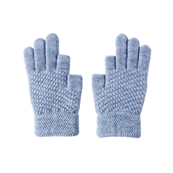 GLOVES KNITTED THREE FINGER GREY