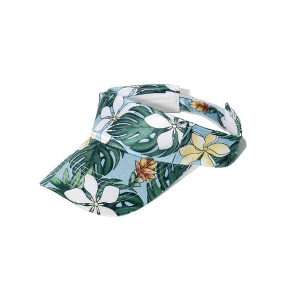 HAT VISOR BLUE WITH LEAVES AND FLOWERS