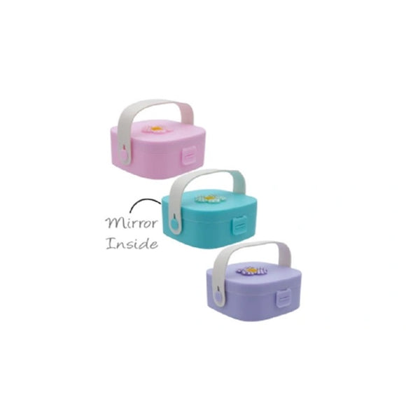 JEWELLERY BOX MINI WITH HANDLE ASSORTED PASTEL COLOURS