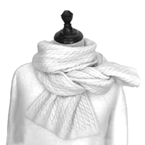 WINTER SCARF CABLE KNIT PATTERN LIGHT-PINK