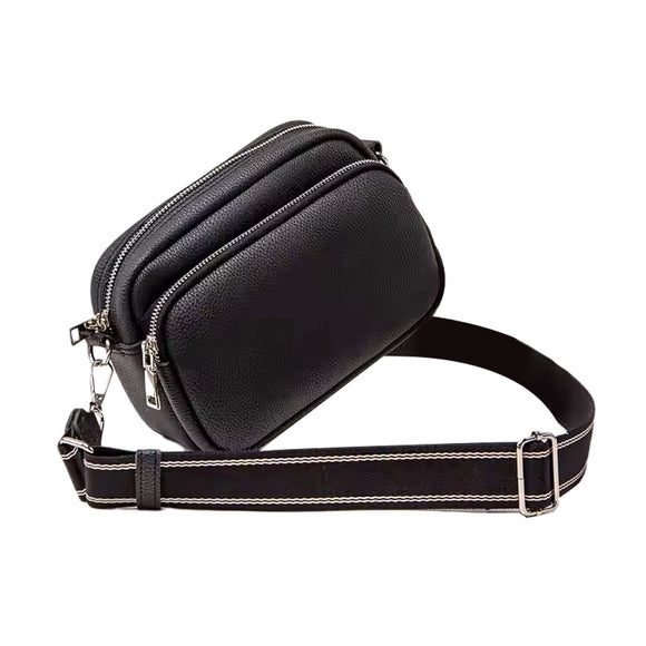 BAG CROSS BODY CAMERA 2 COMPARTMENTS PU BLACK