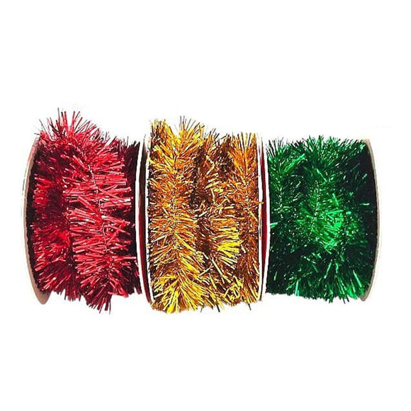 XMAS RIBBON TINSEL 4M ASSORTED COLOURS