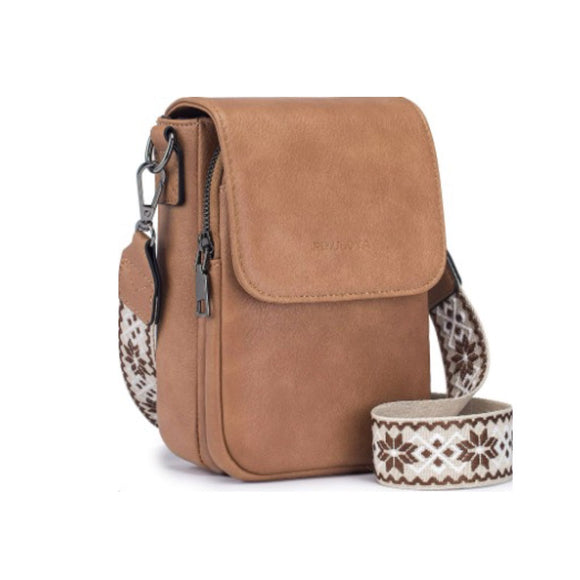 BAG MOBILE PU 2 COMPARTMENTS BROWN