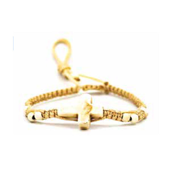 BRACELET PULL STRING CREAM CROSS