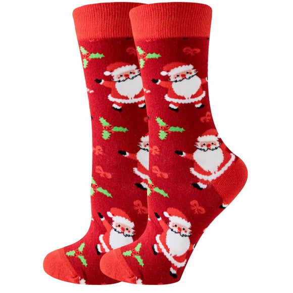 XMAS SOCKS CLASSIC SANTA ON RED