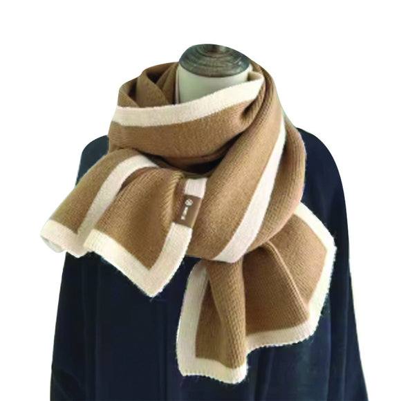 WINTER SCARF PLAIN KHAKI WITH BEIGE BORDER