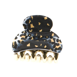 HAIR GRIP SML LEOPARD PRINT BLACK AND GOLD 4CM