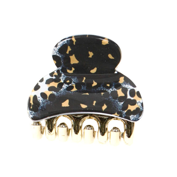 HAIR GRIP SML LEOPARD PRINT BLACK AND GOLD 4CM