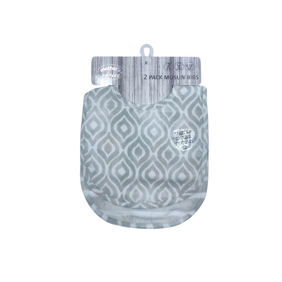 MUSLIN BIB 2PC GREY