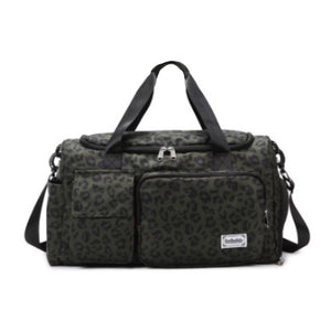 BAG OVERNIGHTER LEOPARD PRINT OLIVE GREEN