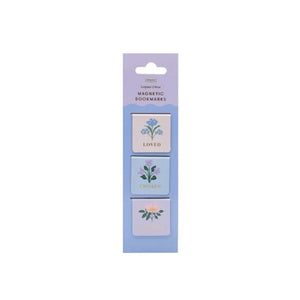 BOOKMARK MAGNETIC SET OF BLOOMS AND BLESSINGS ON BLUE