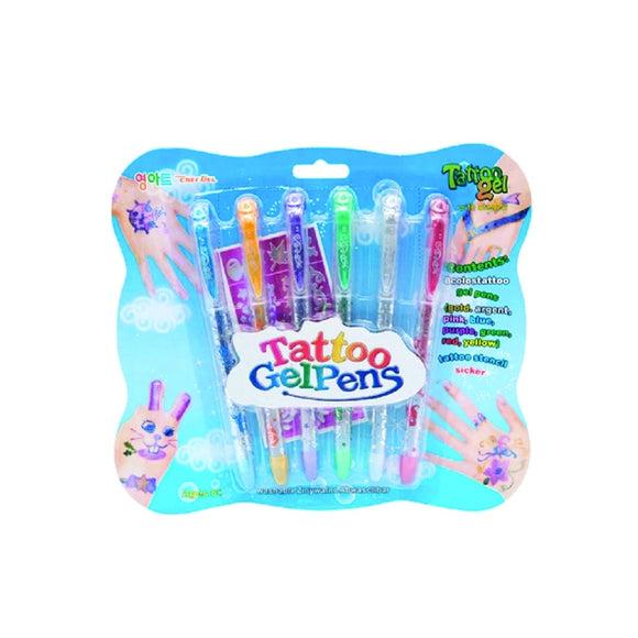 TATTOO GEL PEN BLUE 6PC