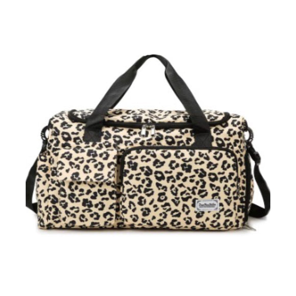 BAG OVERNIGHTER LEOPARD PRINT BEIGE