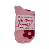 SOCKS WITH RED FLOWERS ON PINK