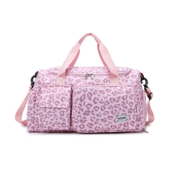 BAG OVERNIGHTER LEOPARD PRINT PINK