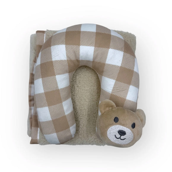 CORAL FLEECE BLANKET AND PILLOW SET NATURAL