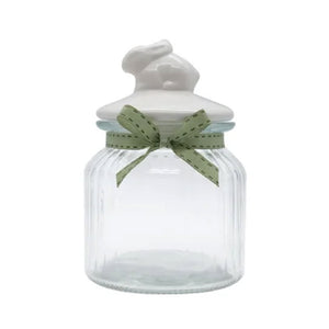 JAR GLASS 650ML CERAMIC SITTING BUNNY
