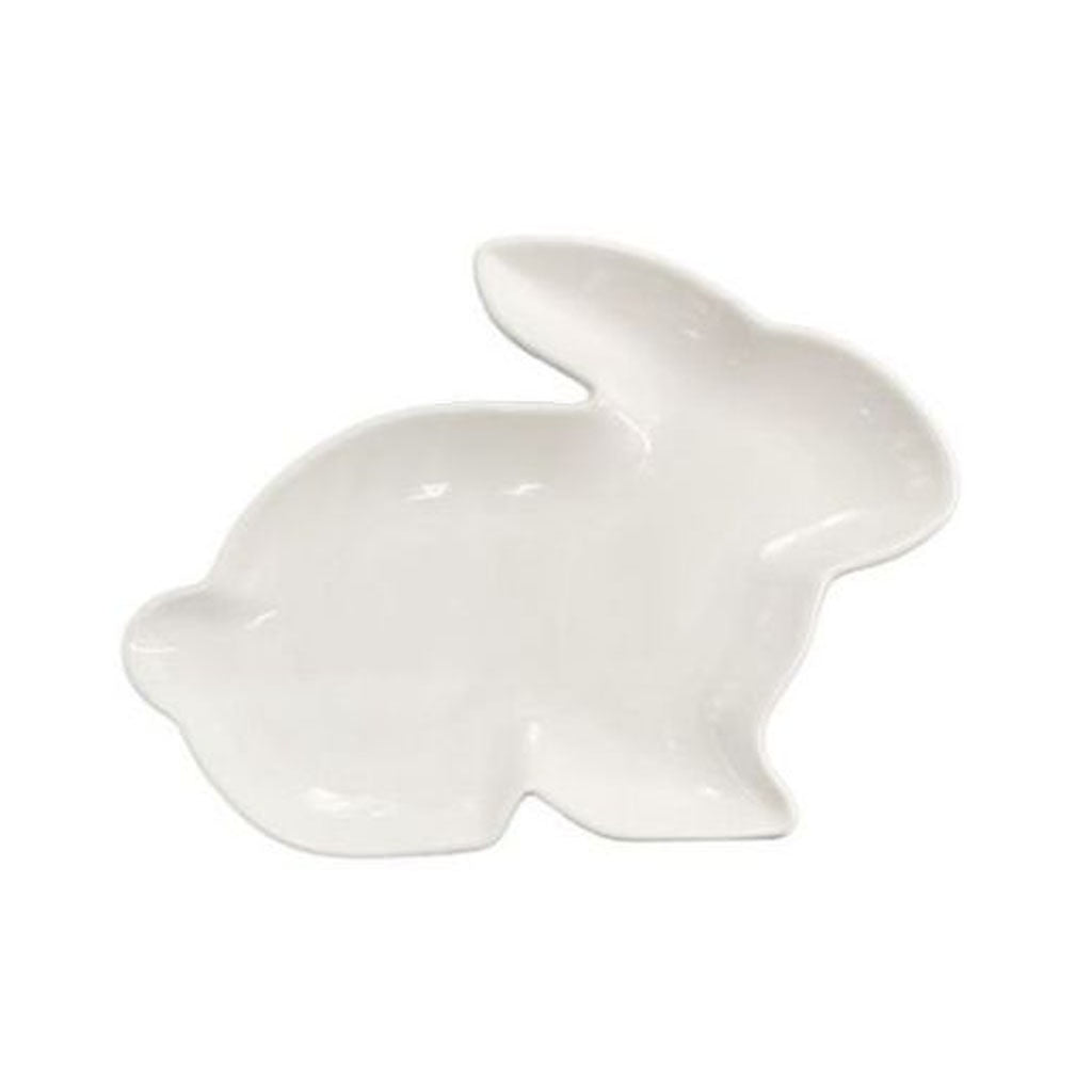 TRINKET PLATE CERAMIC BUNNY SHAPED WHITE