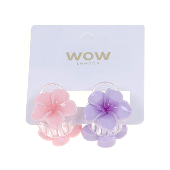 HAIR GRIP 2PC MINI FRANGI FLOWERS LILAC & PINK