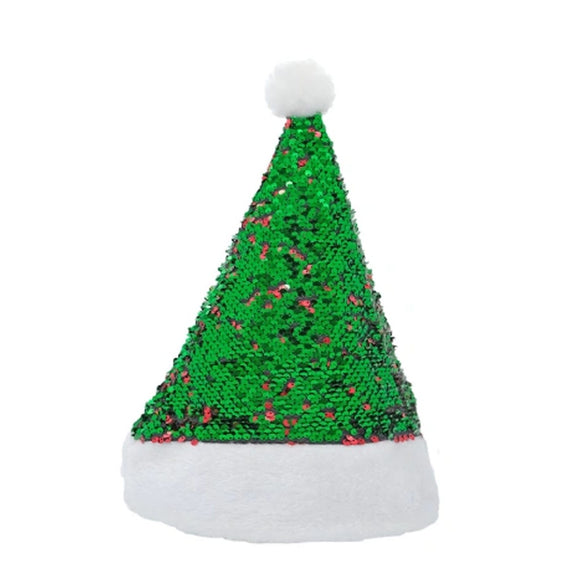 XMAS HAT GREEN/RED SEQUINS