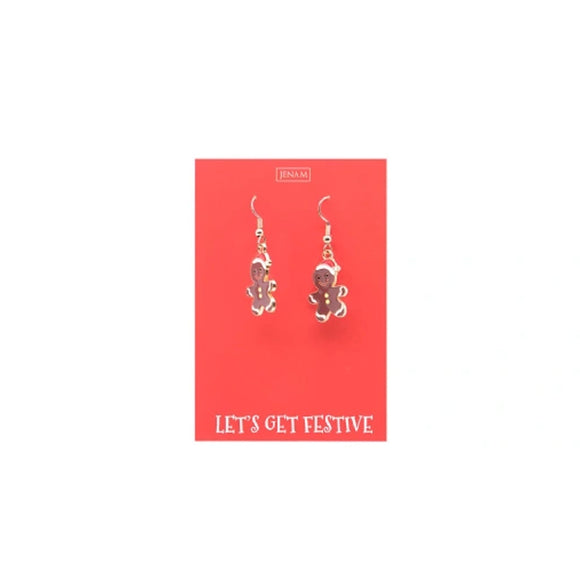 XMAS EARRINGS FINE DANGLE GINGERBREAD MEN