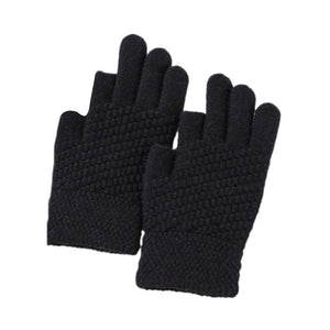GLOVES KNITTED THREE FINGER BLACK