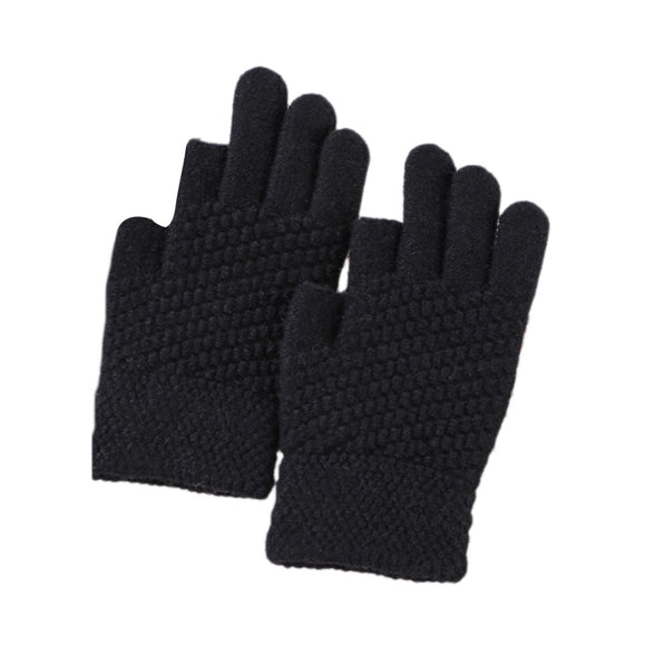 GLOVES KNITTED THREE FINGER BLACK