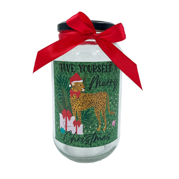 XMAS JAR 750ML LEOPARD CHRISTMAS
