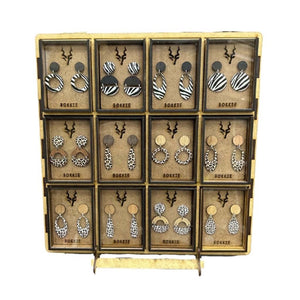 EARRINGS IN BOX ANIMAL PRINT DANGLES ASSORTED