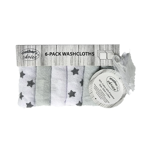 WASHCLOTH 6PC SET IN GREY SAGE AND WHITE