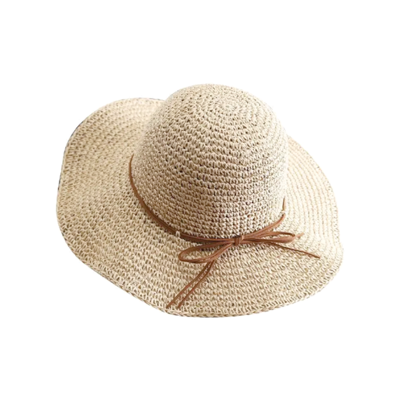 HAT WIDE BRIM FOLDABLE WOVEN CREAM