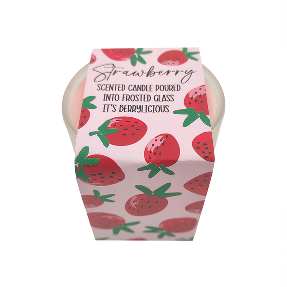 CANDLE IN FROSTED GLASS STRAWBERRY  SCENTED
