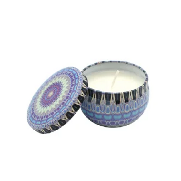 CANDLES SCENTED IN TIN PAISLEY LILAC AND AQUA ASSORTED